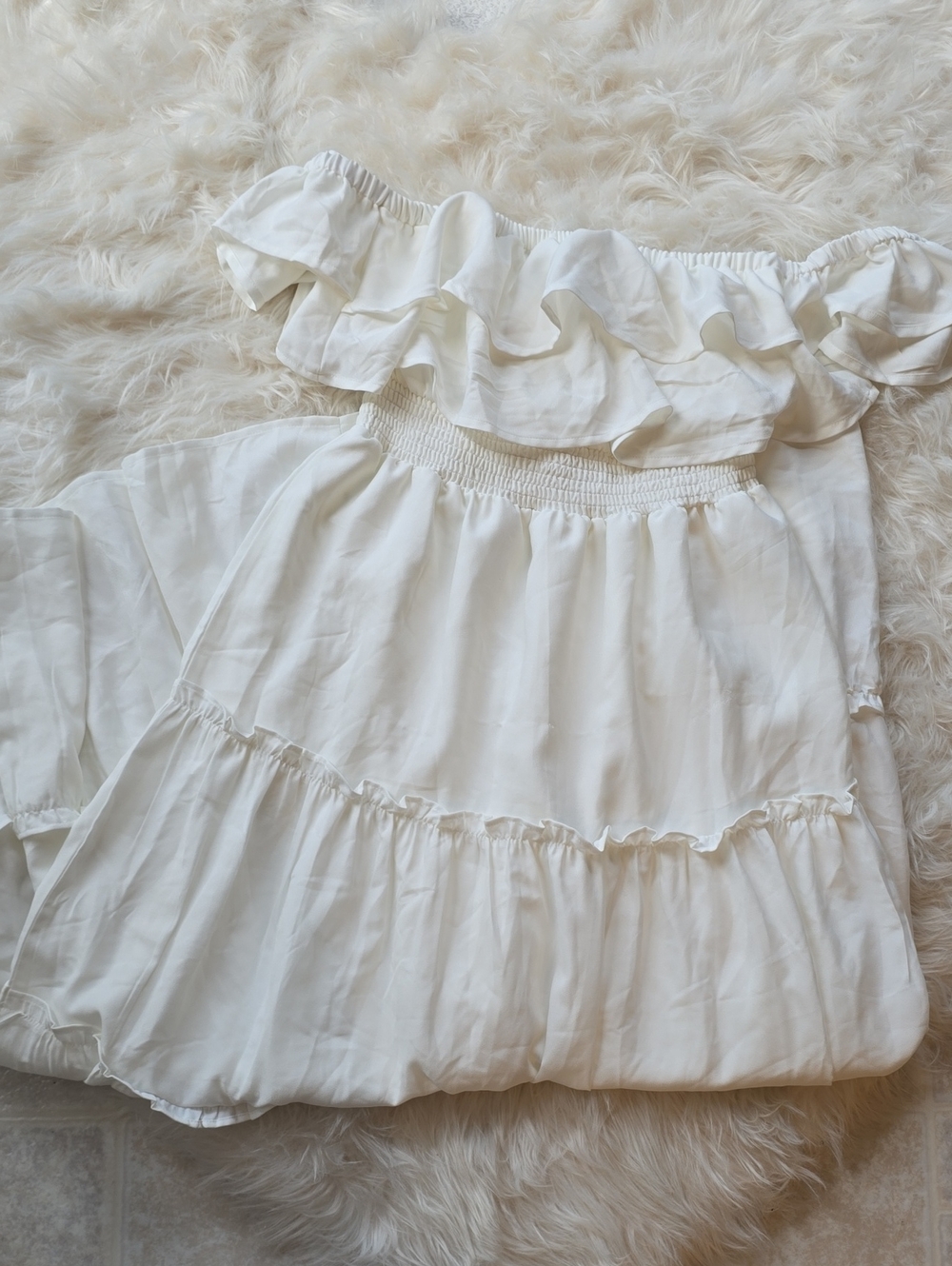 LASCANA White Off Shoulder Ruffle Maxi Dress Size 6